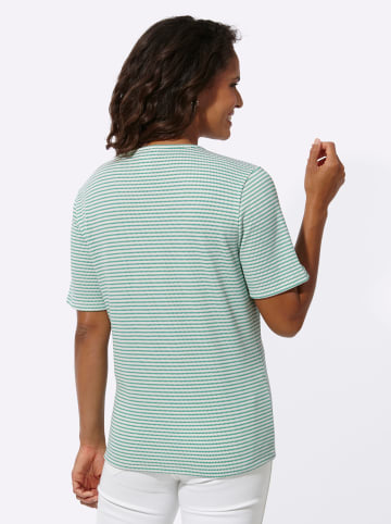 WITT WEIDEN Kurzarmshirt in blaugrün-weiß-gemustert