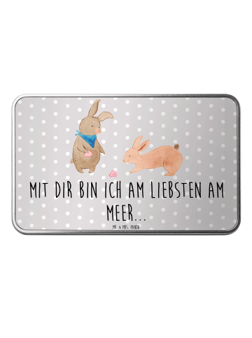Mr. & Mrs. Panda Metallbehälter Hasen Muschel mit Spruch in Grau Pastell