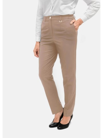 GOLDNER Kurzgröße:  Bequeme Hose ANNA mit Bügelfalte in beige