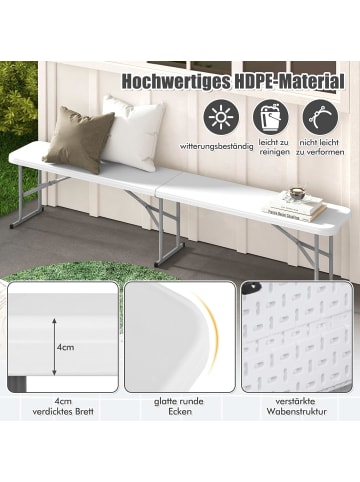 COSTWAY Bierbank klappbar 182x27,5x43 cm in Weiß