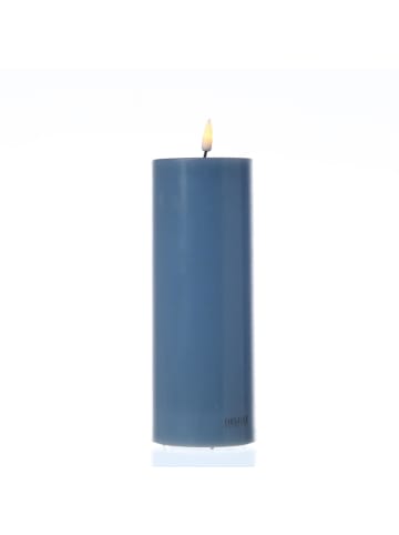 Deluxe Homeart LED Kerze Mia Echtwachs flackernd H: 20cm D: 7,5cm in blau