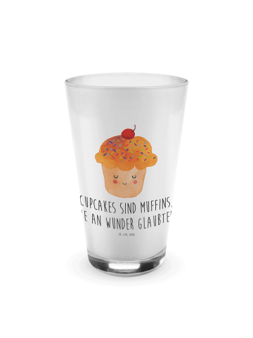 Mr. & Mrs. Panda Latte Macchiato Glas Cupcake mit Spruch in Transparent