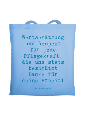 Mr. & Mrs. Panda Stofftasche Spruch Pflegekraft Wertschätzung mi... in Sky Blue