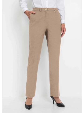 GOLDNER Kurzgröße:  Bequeme Hose CARLA mit Bügelfalte in beige