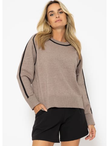 SASSYCLASSY Pullover mit Zierblenden in Taupe