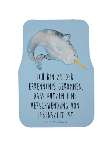 Mr. & Mrs. Panda Automatte Narwal mit Spruch in Blau Pastell