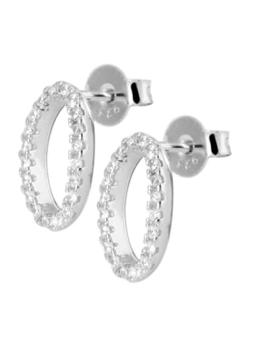Adeliás Damen Ohrringe – Ohrstecker aus 925 Silber mit Zirkonia in silber
