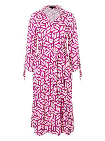 More & More Hemdblusenkleid in graphical leaf print pink hibiscus