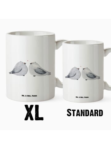 Mr. & Mrs. Panda Kaffeetasse Turteltauben Liebe ohne Spruch in Weiß