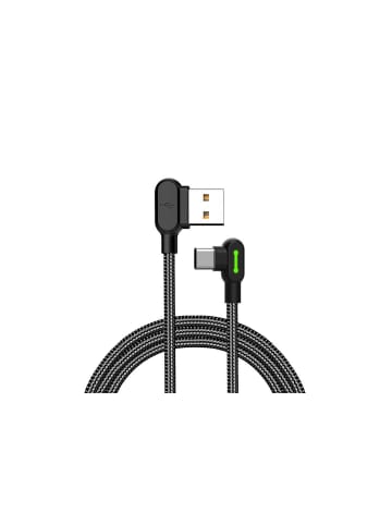 Wisam 3A USB auf USB-C Schnell-Ladekabel LED, 0.5m (schwarz)