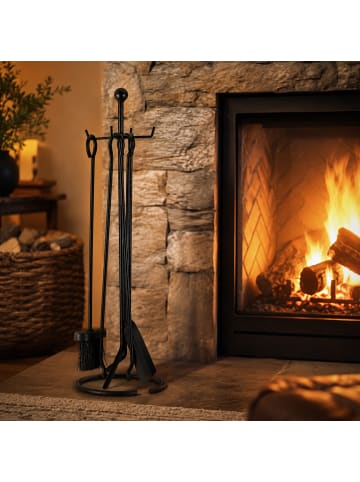 relaxdays 8tlg. Kamin-Komplettset in Schwarz/ Anthrazit