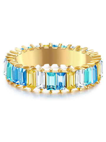 Yokoamii Ring Metall-Legierung Glaskristall in gelbgold
