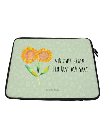 Mr. & Mrs. Panda Notebook Tasche Blume Sonnenblume mit Spruch in Blattgrün