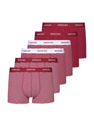 SNOCKS Boxershorts aus Bio-Baumwolle 6 Stück in Dunkelrote Streifen