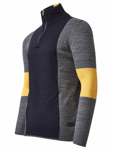Rusty Neal Feinstrick-Pullover im Colorblock-Stil mit Stehkragen  in Marine