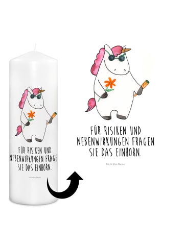 Mr. & Mrs. Panda Kerze Einhorn Woodstock mit Spruch in Weiß