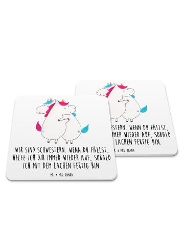 Mr. & Mrs. Panda Untersetzer Set Einhörner Umarmen mit Spruch in Weiß