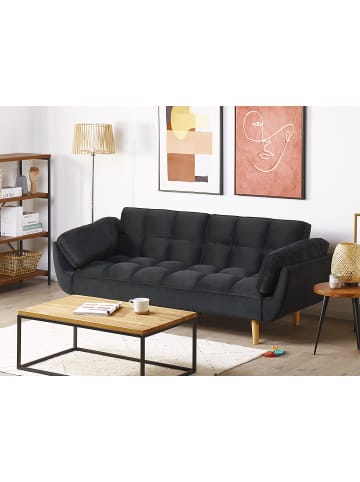 Beliani Schlafsofa ASBY in Schwarz/Heller Holzfarbton - (W) 218 x (H) 82 x (L) 83 cm