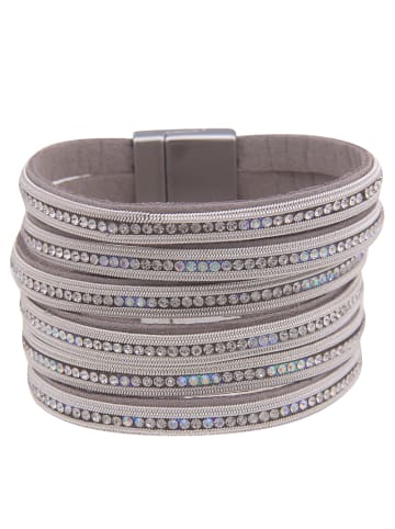 Leslii Armschmuck XXL Glitzer Strass in silber-grau