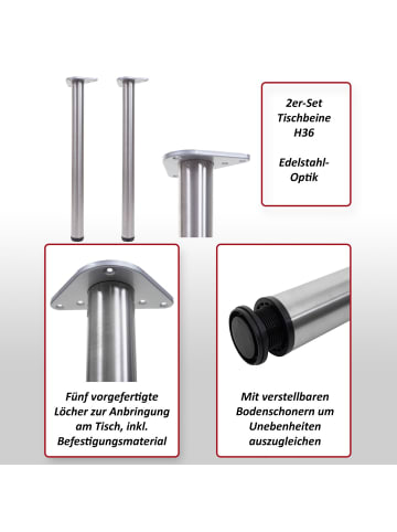 MCW 2er-Set Tischbein H36