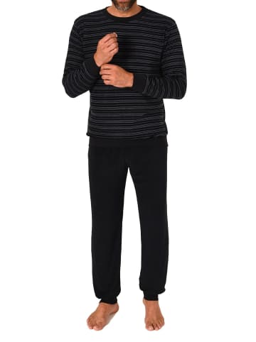 NORMANN langarm Frottee Schlafanzug Pyjama Bündchen - 83318 in anthrazit