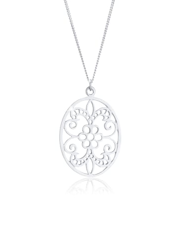 Elli Halskette 925 Sterling Silber Blume, Ornament, Oval in Silber