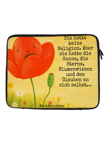 Mr. & Mrs. Panda Laptop Tasche Blume Mohnblume Design mit Spruch in Weiß