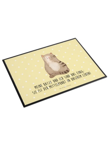 Mr. & Mrs. Panda schreibtischunterlage Katze Sitzen mit Spruch in Gelb Pastell