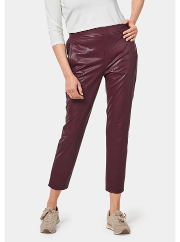 GOLDNER Hose Bequeme Schlupfhose in Lederoptik in portwein
