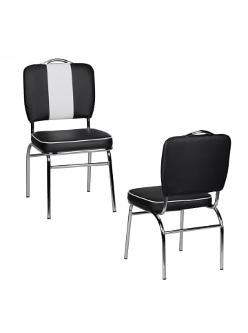 FineBuy Esszimmerstuhl in Schwarz / Kunstleder / 47x45x90