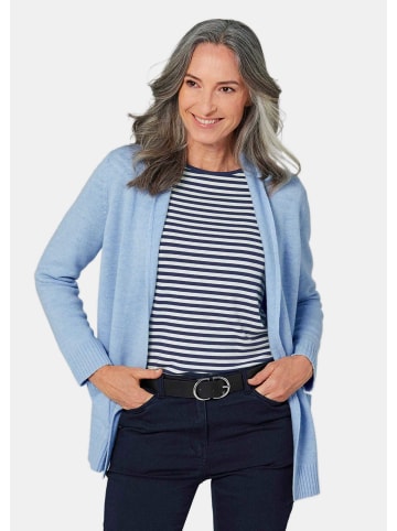 GOLDNER Kurzgröße:  Eleganter, offener Merino-Cardigan in hellblau