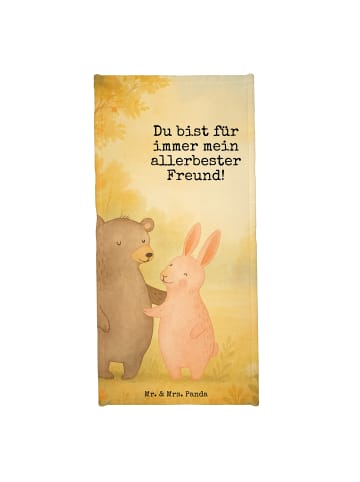 Mr. & Mrs. Panda Badetuch Bär und Hase Umarmen Design mit Spruch in Weiß