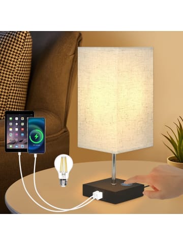 ZMH Tischleuchte in schwarz 1-flammige E27 rechteckig Touch Dimmbar