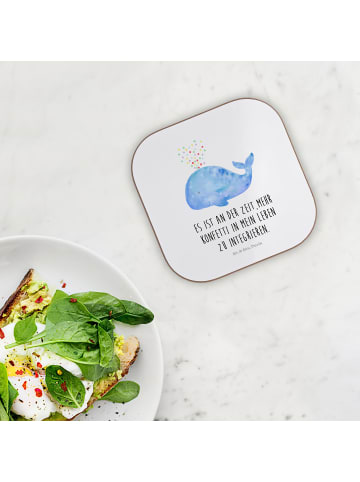 Mr. & Mrs. Panda Tassenuntersetzer Wal Konfetti mit Spruch in Weiß