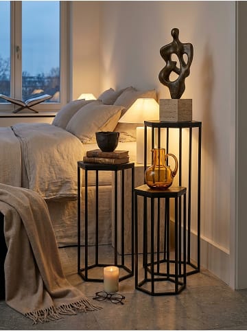 KADIMA DESIGN Beistelltisch 3er Set Mango Massivholz/Metall Satztisch Sechseckig