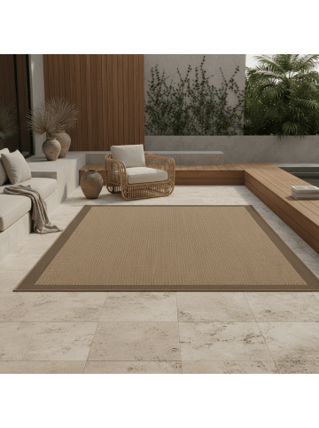 KADIMA DESIGN Flachgewebeteppich Jute-Optik Natur Bordüre Waschbar