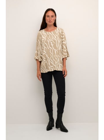 Kaffe Langarm-Bluse KAamber in Chinchilla/White Zebra Print
