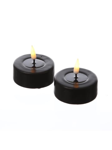 Deluxe Homeart 2x LED Maxi Teelichter Mia Echtwachs flackernd D: 6,1cm in schwarz