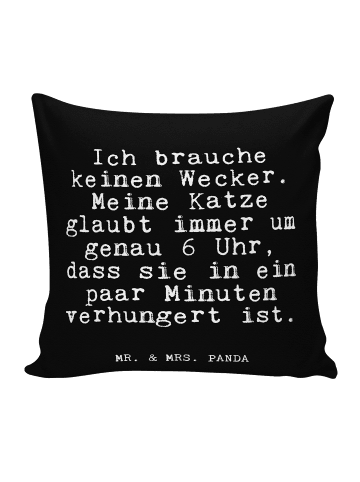 Mr. & Mrs. Panda Sofa Kissen Ich brauche keinen Wecker.... mit S... in Schwarz