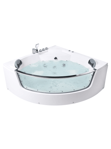 Beliani Eckbadewannen TAMULA in Weiß/Grau/Silber - (W) 148 x (H) 66 x (L) 210 cm