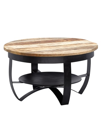 KADIMA DESIGN Couchtisch | Mango/Metall, 60x34x60cm, Industrial, Rund
