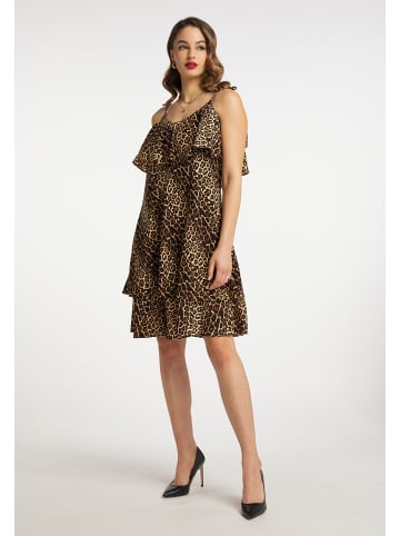 faina Damen Kleid Mit Leoprint in Beige Leo