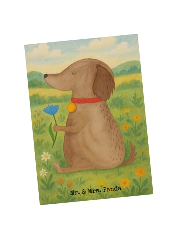Mr. & Mrs. Panda Postkarte Hund Blume Design ohne Spruch in Weiß