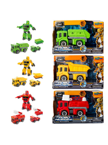 miniHeld 3er Set Transformierbarer Roboter Feuerwehr, Kipplaster, Müllwagen 3 Jahre