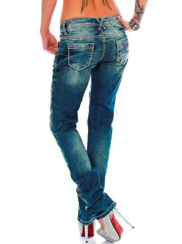 Cipo & Baxx Damen Slim Fit Hose Stonewashed in Blue