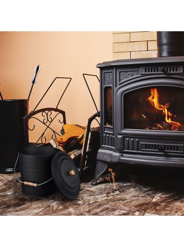 relaxdays Ascheeimer in Schwarz - 12 l