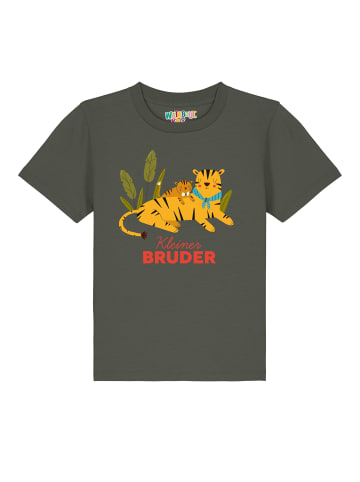 wat? Apparel T-Shirt Tiger Kleiner Bruder in Khaki