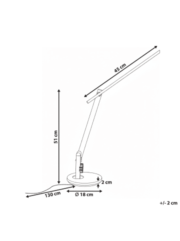 Beliani Büroleuchten CETUS in Silber - (W) 18 x (H) 51 x (L) 45 cm