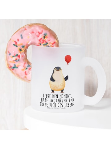Mr. & Mrs. Panda Glas Pinguin Luftballon mit Spruch in Transparent