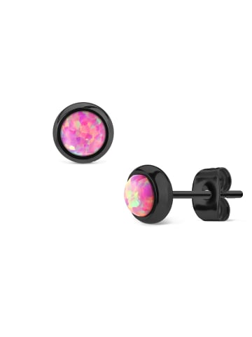 Bungsa Ohrstecker in Schwarz-Pink